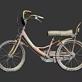 Orange Bicycle with Yellow Handlebars Camouflage Seat Black Tires and Brand Logo on Dark Background