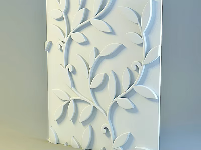 White Leaf Vine Carved Relief Sculpture for Wall Decorative Art 3d model