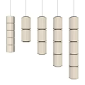 Modern Minimalist Cylindrical Ribbed Stacked White Pendant Lights For Interior Home Decor