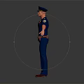Realistic Male Police Officer In Blue Uniform With Cap Badge And Utility Belt Standing Pose