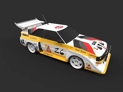 White Yellow Red Racing Car With Z6 Number EPS Sport Logos And Rear Wing 3d model