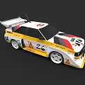 White Yellow Red Racing Car With Z6 Number EPS Sport Logos And Rear Wing