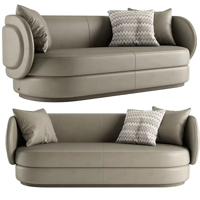 Modern Light Gray Sofa With Geometric Pattern Cushions And Rounded Armrest Design 3d model