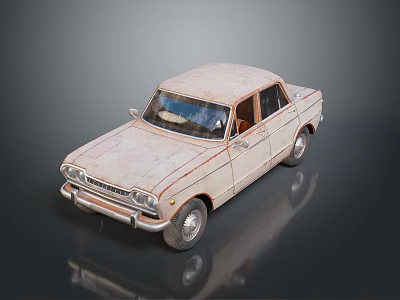 Vintage Rusty White Car Model With Weathered Body And Retro Design 3d model