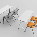 Two White Desks with Gray and Orange Chairs Simple Modern Design