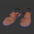 Orange Leather Flat Sandals with Cross Strap Design for Daily Wear