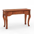Classic Wooden Writing Desk With Carved Legs And Three Drawers For Home Office