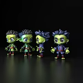 Four Green Skinned Game Movie Characters With Different Hairstyles And Various Poses