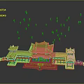 Ancient Traditional Architecture With Classical Roof And Floating Colorful Lanterns And Cultural Heritage Scene
