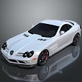 White Mercedes Sports Car with Sleek Body Design and Red Accent Wheels Reflective Surface Background