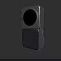 Square Digital Device With Circular Lens And Stacked Design For Mobile Tech