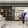 School Learning Space With Bookshelves Books Sculptures Plants And White Counter