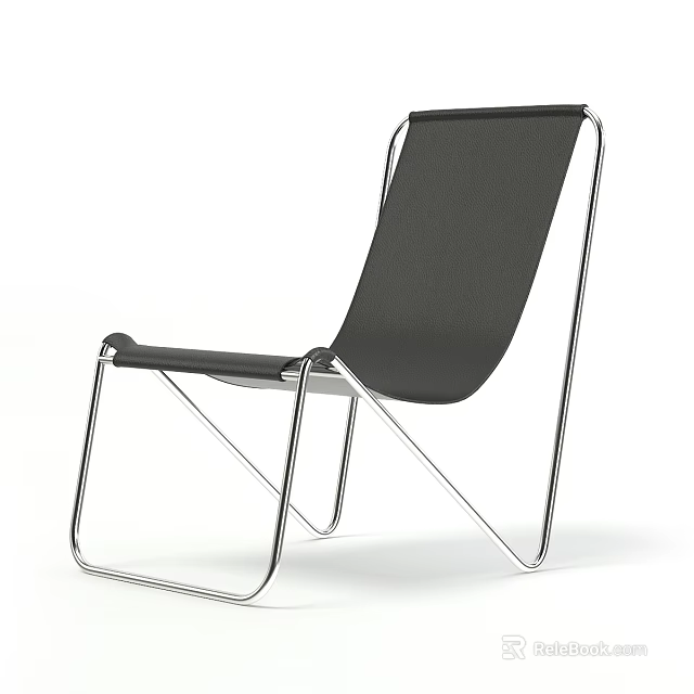 Modern Black Lounge Chair With Sleek Metal Frame And Comfortable Fabric Seat 3d model 