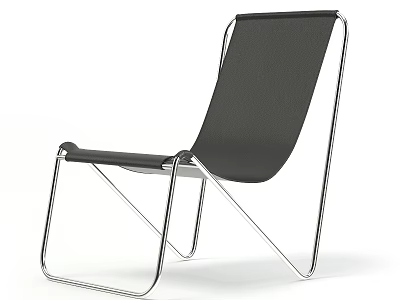 Modern Black Lounge Chair With Sleek Metal Frame And Comfortable Fabric Seat 3d model
