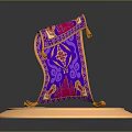 Purple And Pink Decorative Furniture Tapestry With Intricate Patterns And Tassels On Golden Circular Base