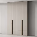 Modern Wooden Wardrobe with Long Vertical Handles Minimalist Interior Design And Sleek Surface