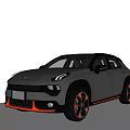Gray Crossover Car With Modern Design LED Headlights Orange Accents And Alloy Wheels