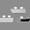 Modern Geometric Reception Desks With White Surface Black Accents And Built in Monitors