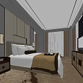 Modern Hotel Guest Room Interior With Comfortable Sofa Coffee Table TV Bed And Large Windows