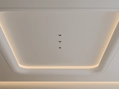 Modern Minimalist White Ceiling Design With Recessed Lights And LED Strip Illumination 3d model