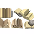 Modern Artistic Table Lamp Illuminating Open Books With Moon Model On Dark Background 3d model