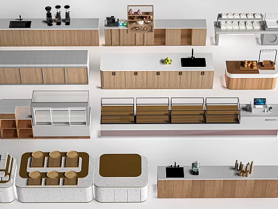 Modern Wooden Display Shelves With Multi Tier Design For Retail Store Showcase 3d model