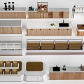 Modern Wooden Display Shelves With Multi Tier Design For Retail Store Showcase