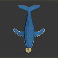 Blue Whale In Low Poly Style Holding Yellow Round Object With Water Droplets