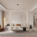 Modern Living Dining Room Interior With White Sofa Coffee Table And Pendant Light