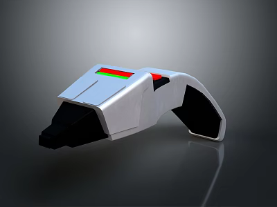 Futuristic Sci Fi Weapon With Silver White Black Body And Red Green Indicator Lights 3d model