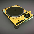 Modern Golden Vinyl Turntable Record Player With Black Platter And Tonearm