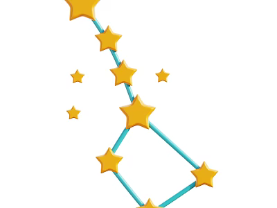 Creative Decorative Ornament Set with Yellow Stars and Blue Connecting Lines for Home Decoration 3d model