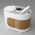 Modern White Daily Use Humidifier With Wooden Accents Top Control Panel And Digital