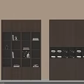 Modern Dark Brown Tea Cabinet With Open Shelves And Glass Door Storage