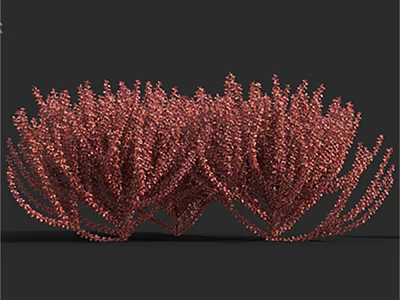 Red Coral Like Dense Shrub With Metallic Texture And Decorative Design 3d model