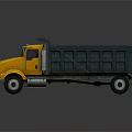 Bright Yellow Heavy Duty Dump Truck Featuring Black Cargo Bed And Cab