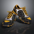 Yellow Black And White Football Boots With Studded Soles And Laces