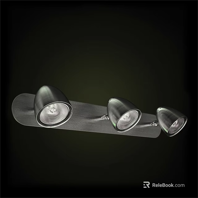 Modern Three Light Wall Sconce With Sleek Metal Design And Illuminated Lamp Heads 3d model 
