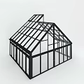 Greenhouse Building Component With Black Structural Frame And Transparent Glass Panels