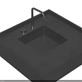 Modern Matte Silver Faucet on Square Gray Concrete Bathroom Sink Design
