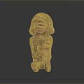 Intricately Carved Wooden Statue Holding Child On Gray Gradient Background