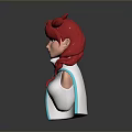Stylish Game Anime Character With Red Braid Hair White Outfit And Blue Accents