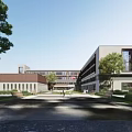 Modern School Building Complex With Open Plaza 3d model