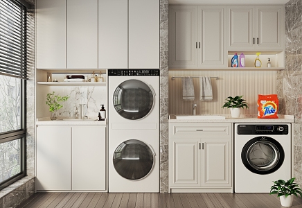 Modern Balcony Cabinet Washing Machine Sink Balcony Cabinet 3d model