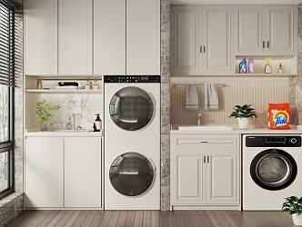 Modern Balcony Cabinet Washing Machine Sink Balcony Cabinet 3d model