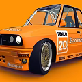 Orange Racing Car With Sponsor Logos Large Wheels And Sporty Design Features