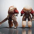 Game Movie Character Warrior In Fur Trimmed Armor With Battle Axe And Muscular Build