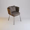 Modern Accent Chair With Braided Armrests Gray Padded Seat And Metal Legs