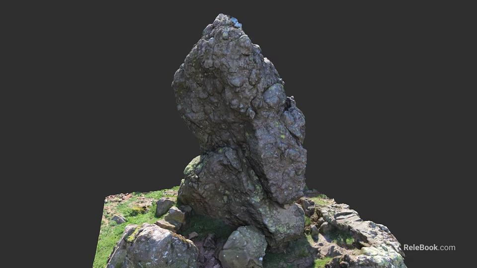 Natural Stone Rock Formation With Small Stones And Green Grass Base 3d model 