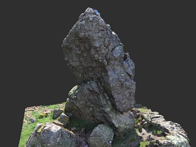 Natural Stone Rock Formation With Small Stones And Green Grass Base 3d model